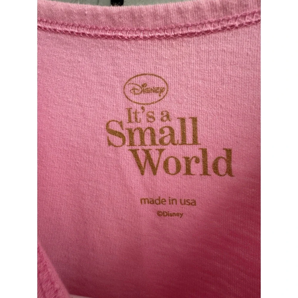 Disney Early 2000's Era It's a Small‎ World Pink T-Shirt Girls 4T XS Made in USA